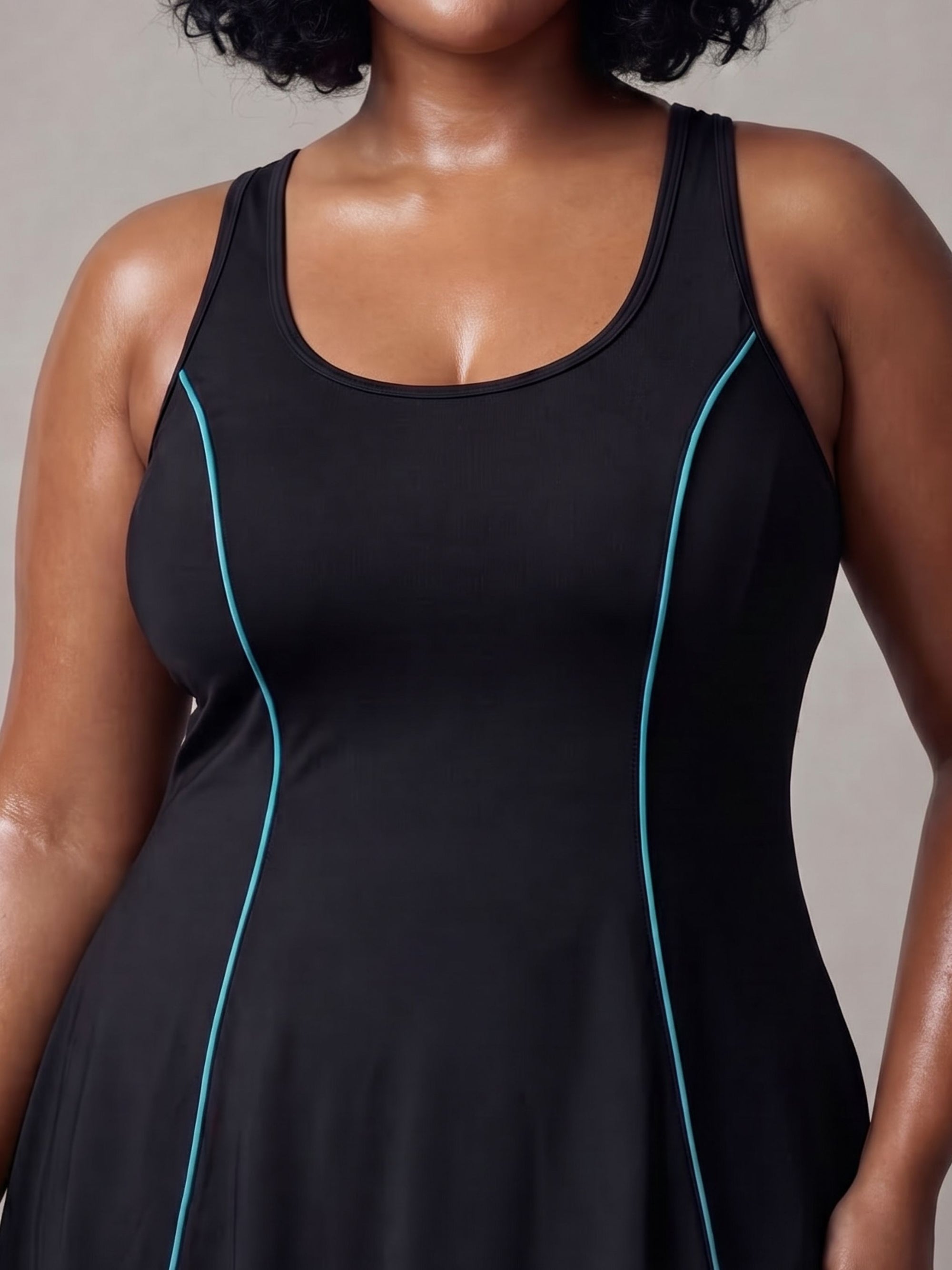 Flowy Racerback Swim Dress with Built-In Long Shorts