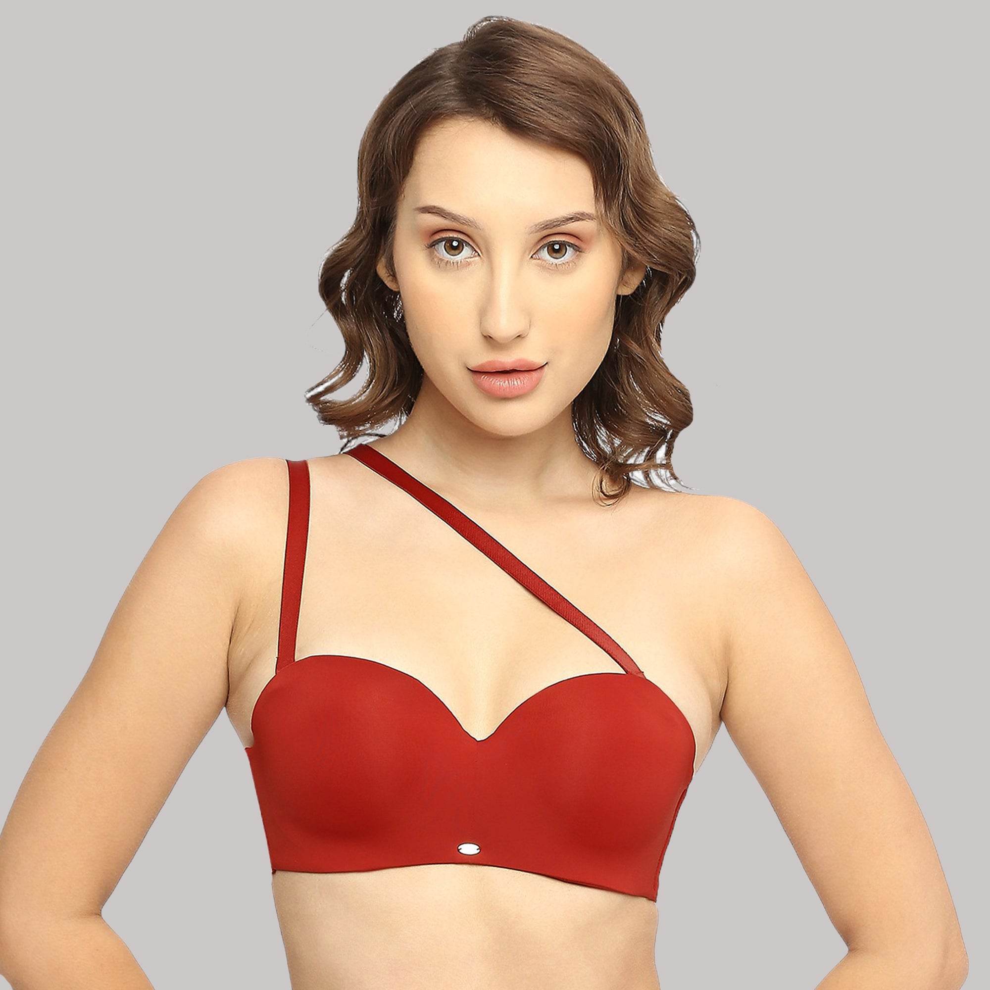 SOIE Woman - Padded Wired Medium Coverage Strapless Halter Neck Multiway Lace Bra - -for Women