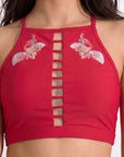 High-Neck Halter Padded Bikini Set with High Waist Brief