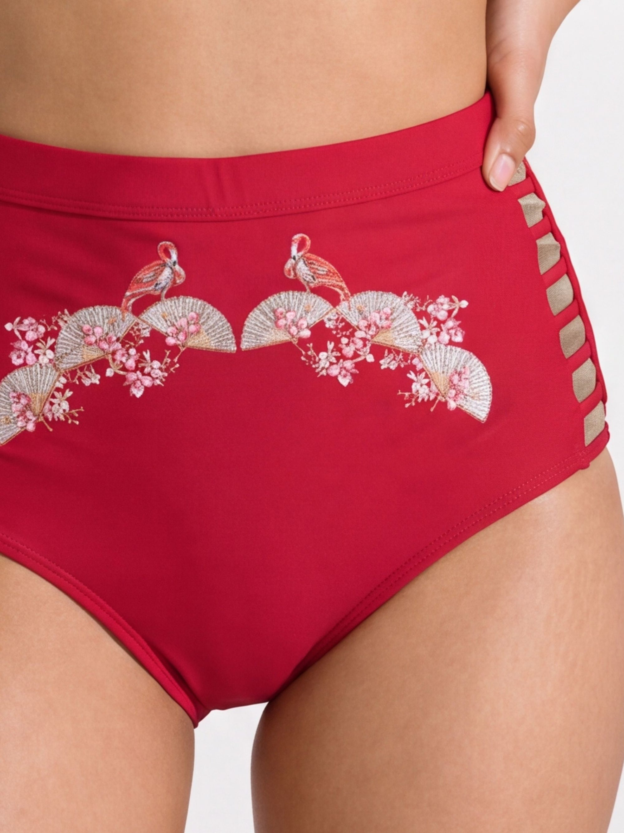 High-Neck Halter Padded Bikini Set with High Waist Brief