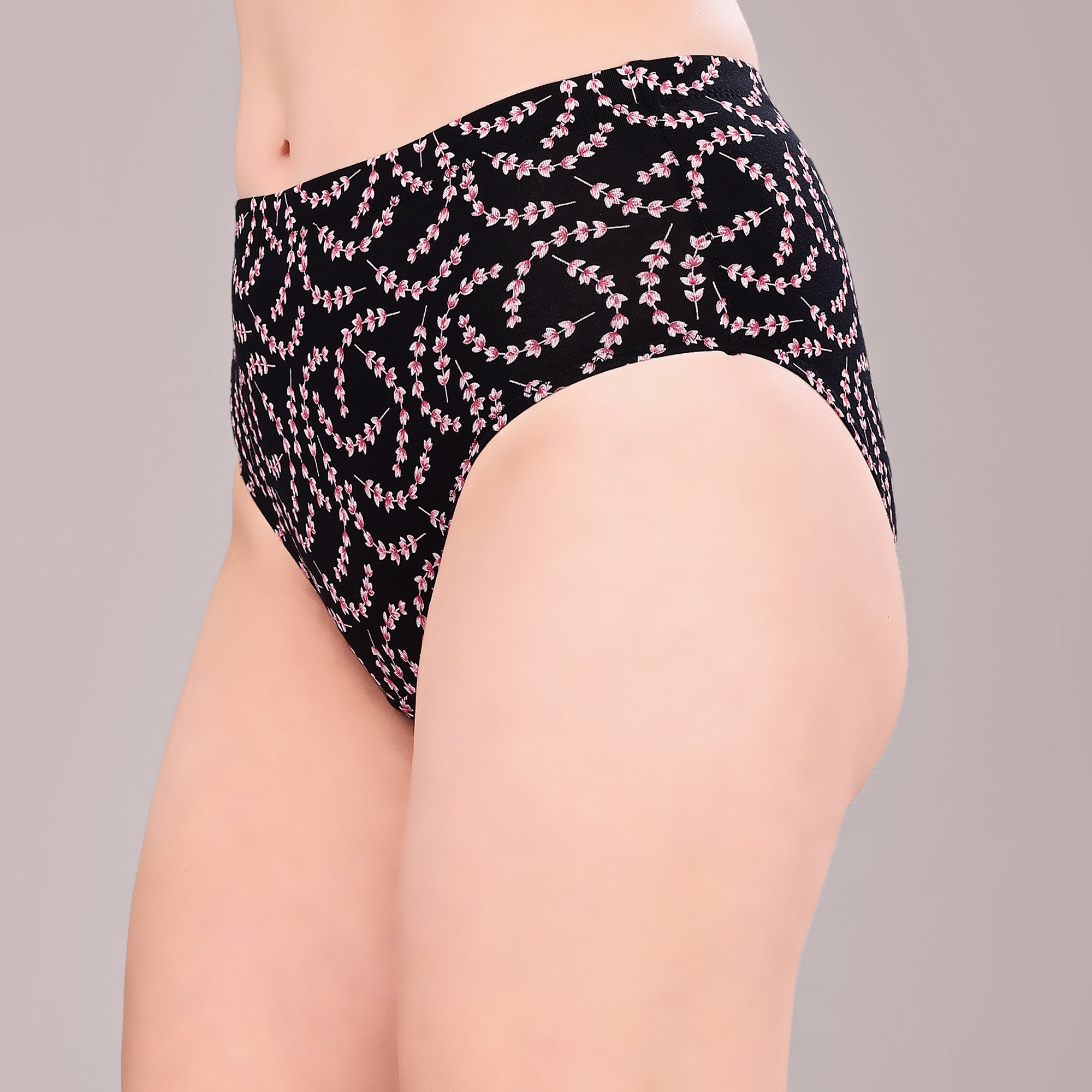 High Waist Full Coverage Printed Stretch Cotton Hipster Panty (Pack of 3) 3HWB-32