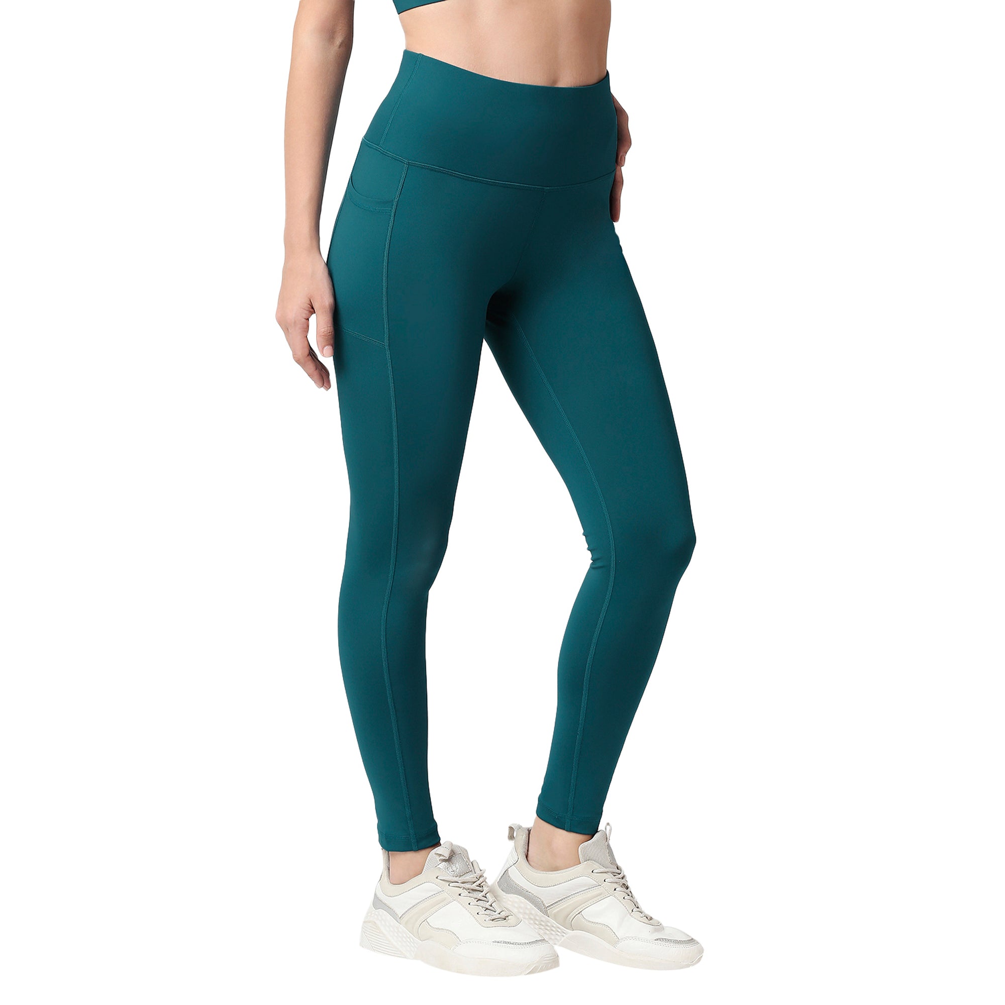 Set of Sleeveless Sports Crop Top and High Waist Ankle Length Sports Leggings With Pockets Set AT-5 AT-2