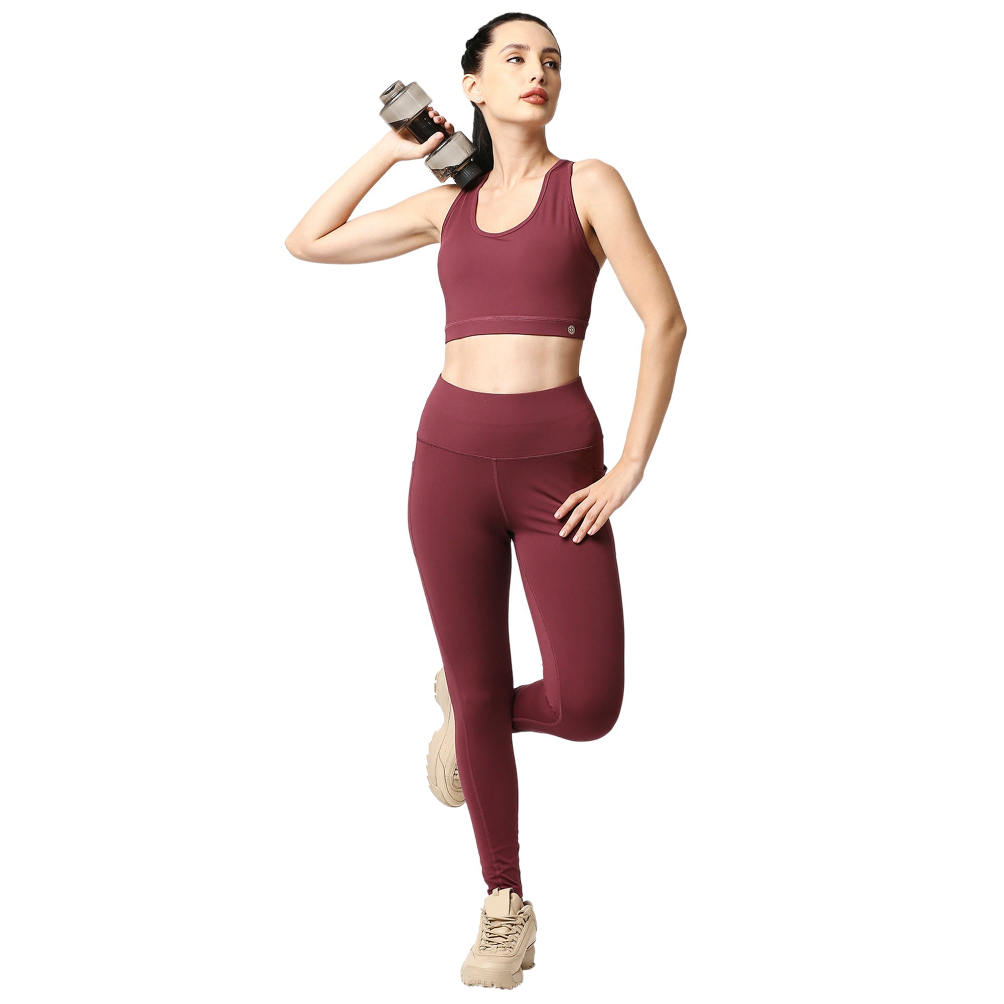 High Waist Ankle Length Sports Leggings With Pockets-AT-2