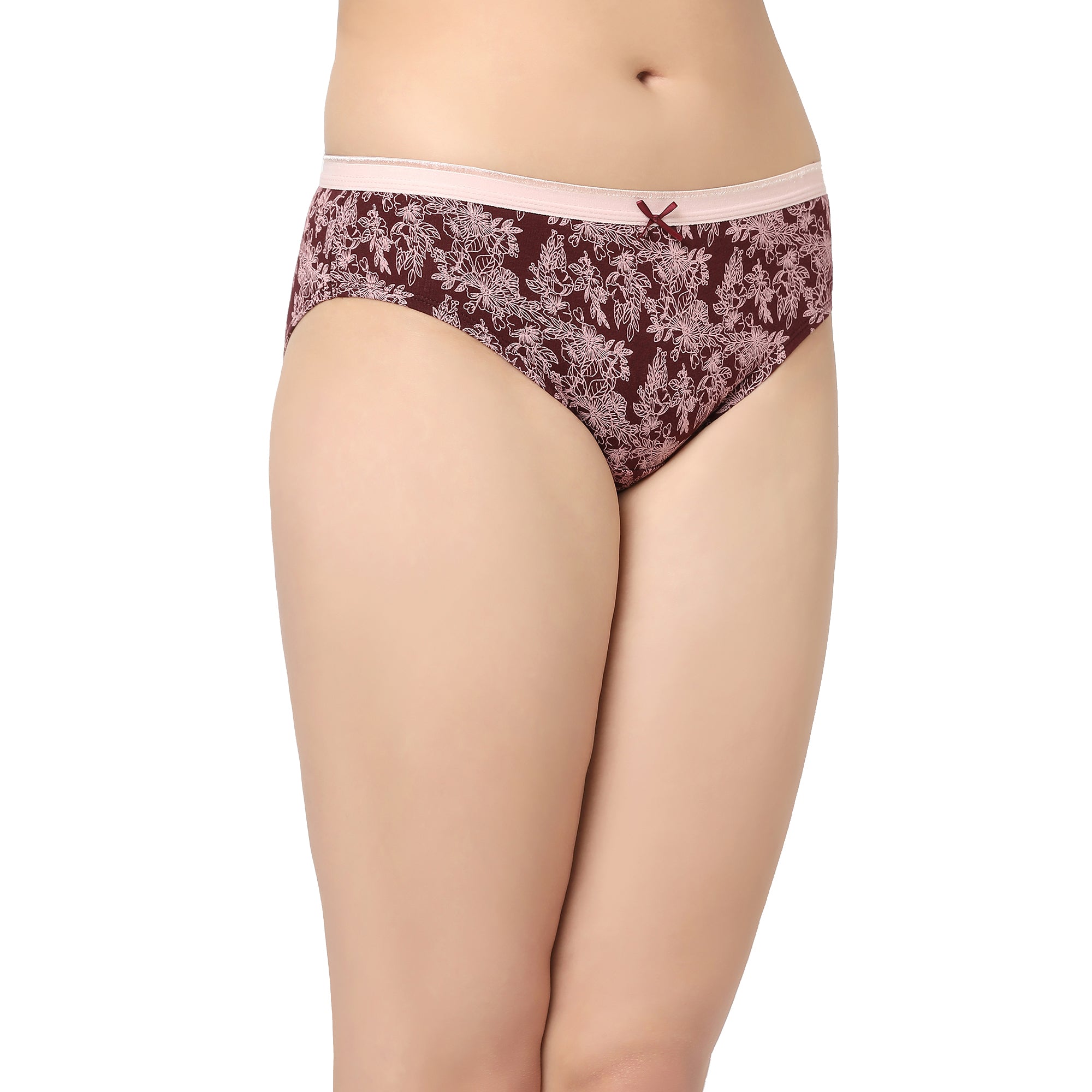 High Rise Full Coverage Solid and Printed Cotton Stretch Hipster Panty (Pack of 3) - 3FCB-17