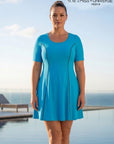 Half-Sleeve Princess Line Swim Dress with Inner Shorts