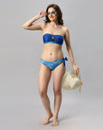 Padded Bandeau Bikini Set With Removable Jeweled Brooch-AQS-11