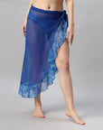 Blue Solid and Printed Wrap Around Sarong Cover Up - AQS-13