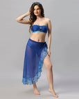 Blue Solid and Printed Wrap Around Sarong Cover Up - AQS-13