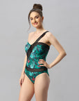 One-shoulder Tropical Butterfly Print Monokini Swimsuit-AQS-17