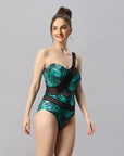 One-shoulder Tropical Butterfly Print Monokini Swimsuit-AQS-17