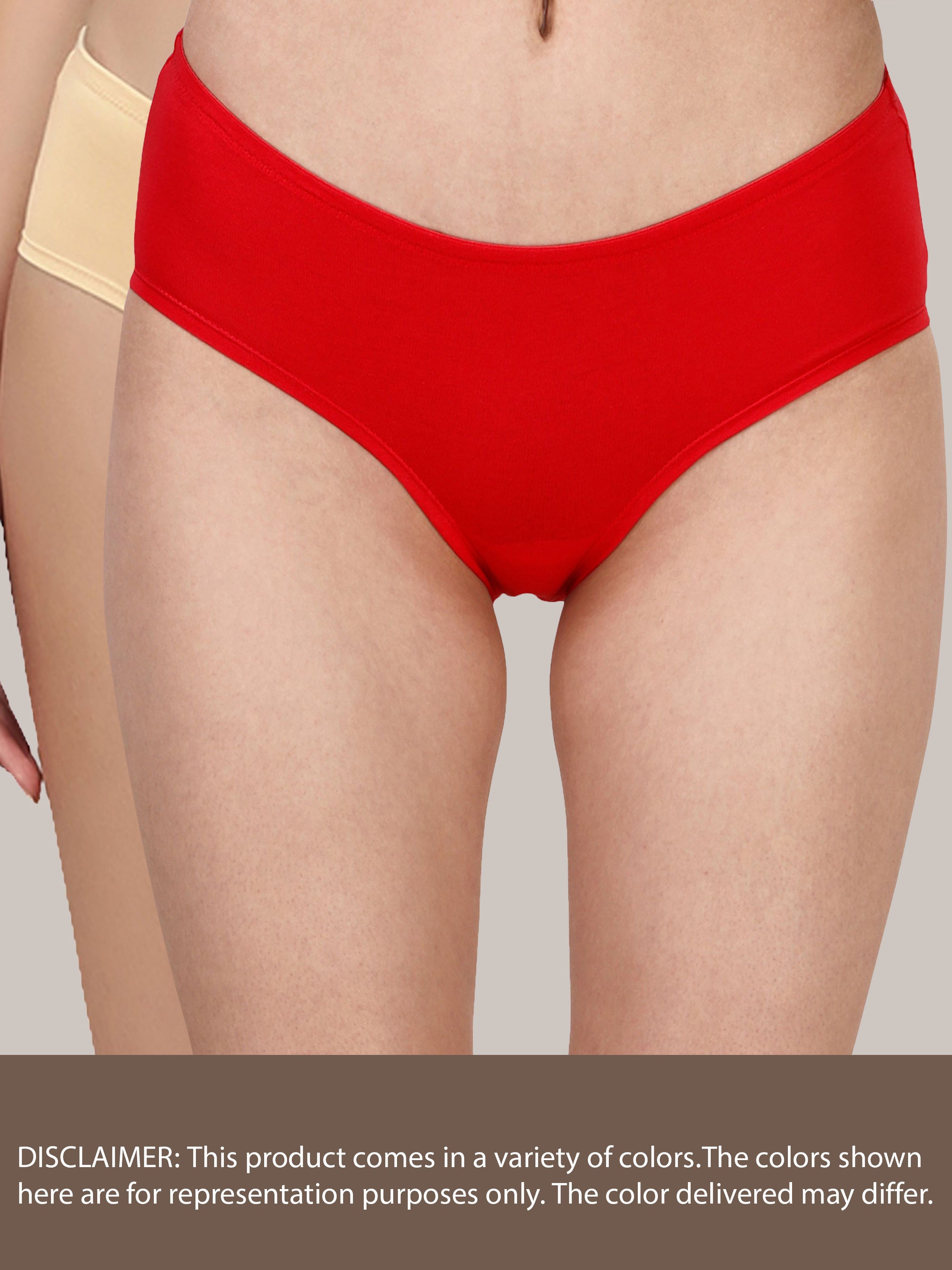 Mid Rise High Coverage Solid Colour Cotton Stretch Brief Panty (Assorted Pack of 2)