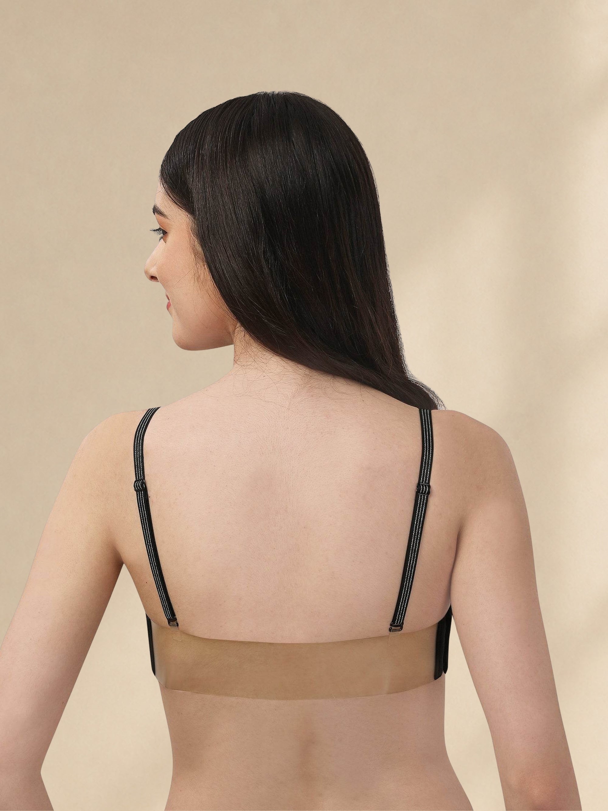 Medium Coverage Padded Underwired Multiway Transparent Back Bra