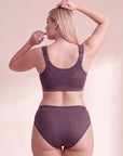 Front Closure Full Coverage Non Padded Non Wired Bra with High Waist Full Coverage Ultra Soft Mesh Panel Brief