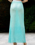 Full Length Ombre Print Overlap Skirt with Side Slit