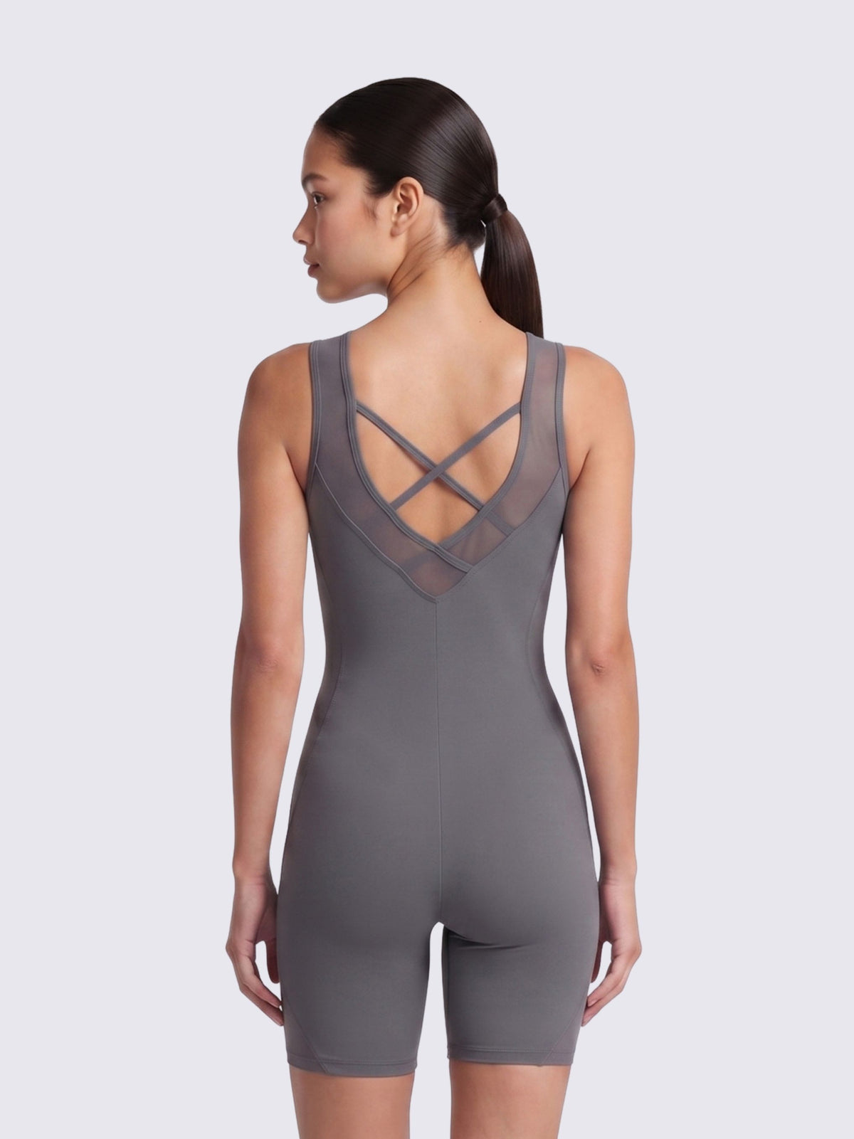 Princess Panel Boat Neck Swimsuit with Power Mesh Back
