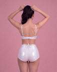 Shimmer Padded Tie-Up Bikini Set with Brooch Detail & High Waist Brief