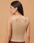SOIE Woman - Seamless Padded Bra Top with Broad Straps & U-Neckline - Camisole -for Women