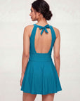 Mesh Detail Removable Pad Swim Dress with Shorts