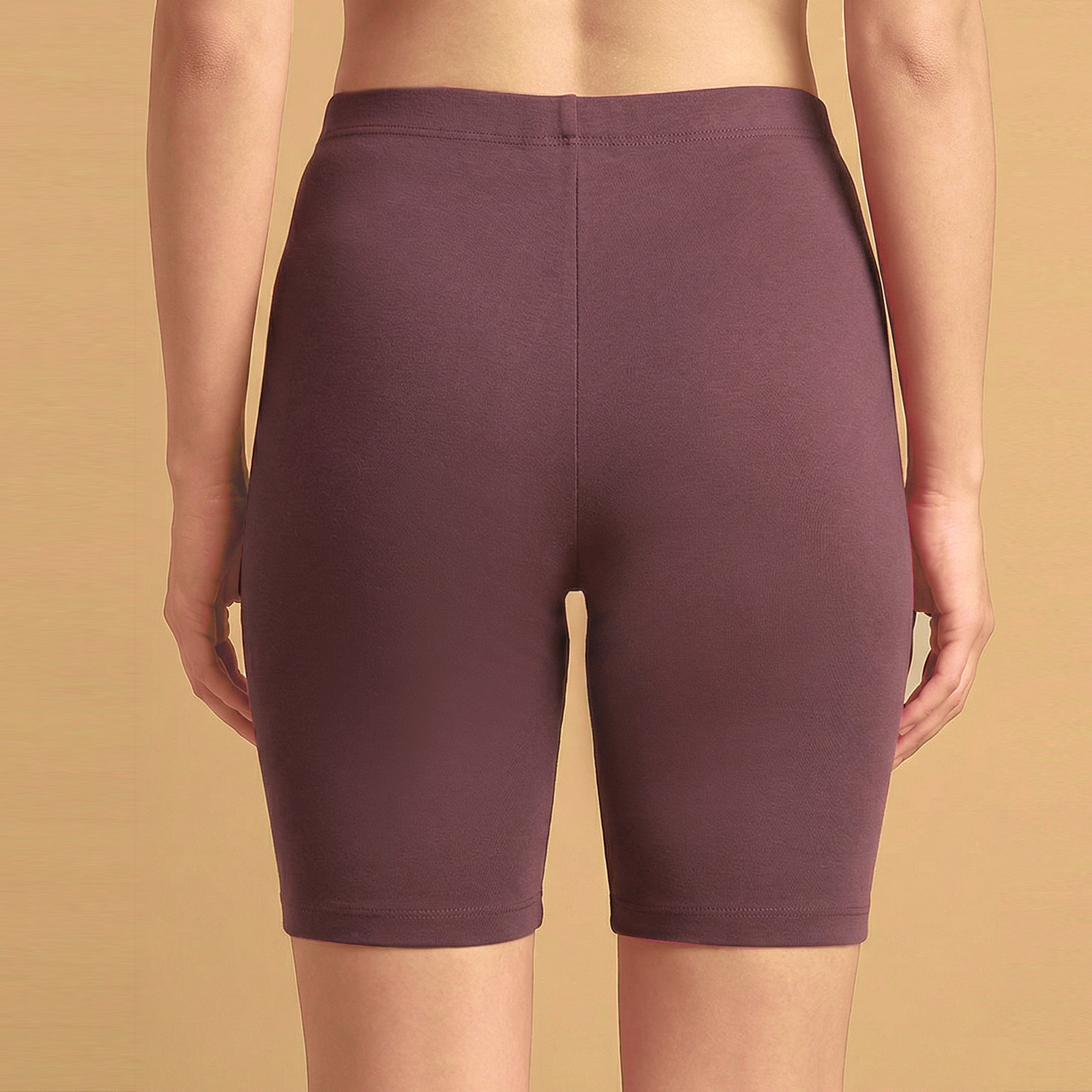 Mid Rise Breathable Cotton Spandex Mid Thigh Length Cycling Shorts