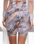 High Waist Knee Length Printed Sports Shorts With Pocket-AT-8