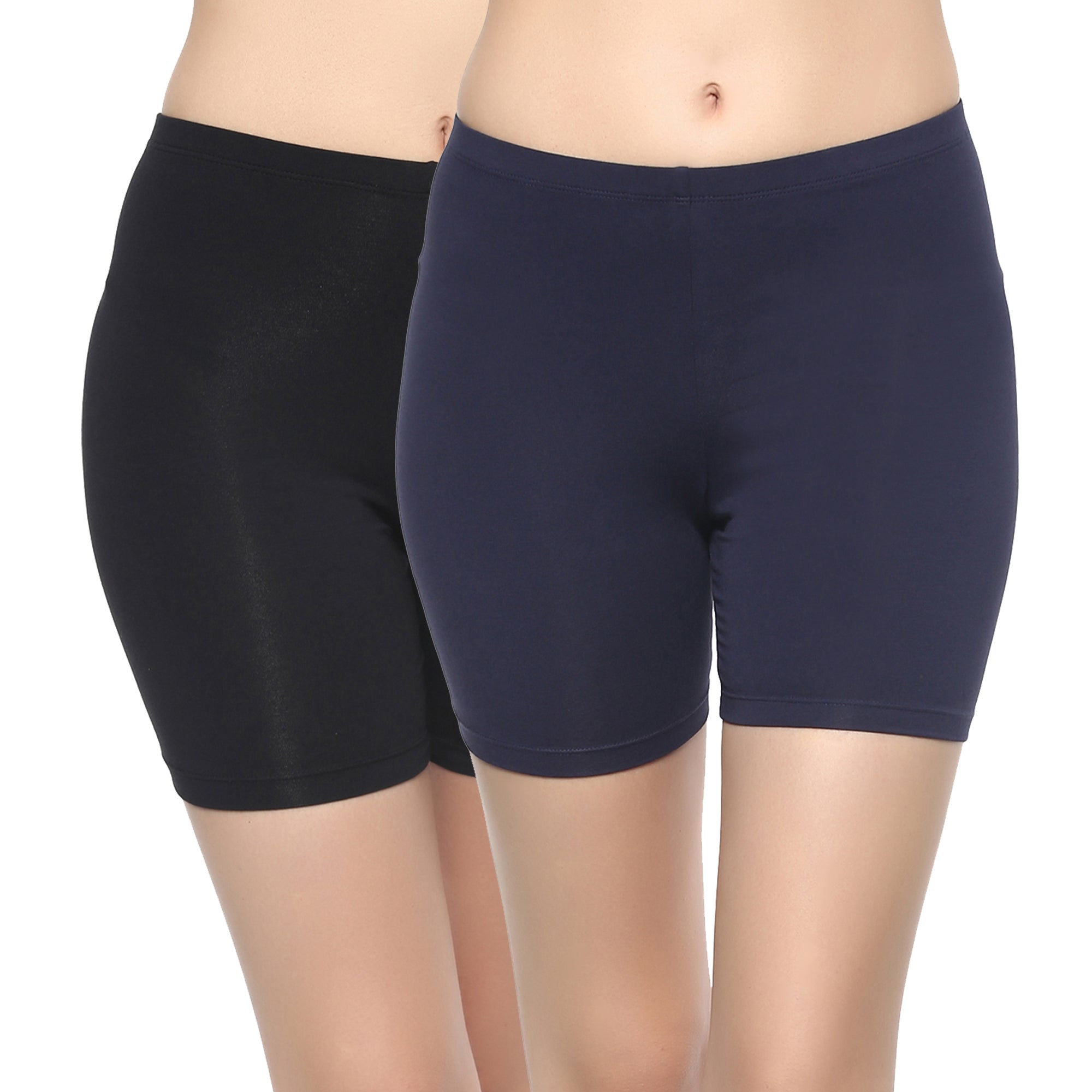 Solid Cotton Spandex Cycling Shorts (PACK of 2) CS-1