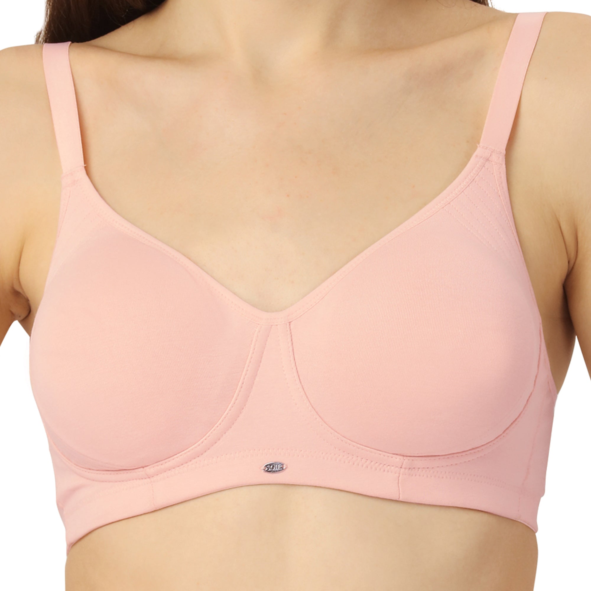 Non Padded Non Wired Full Coverage Cotton Spandex Encircled T-shirt Bra CB-339