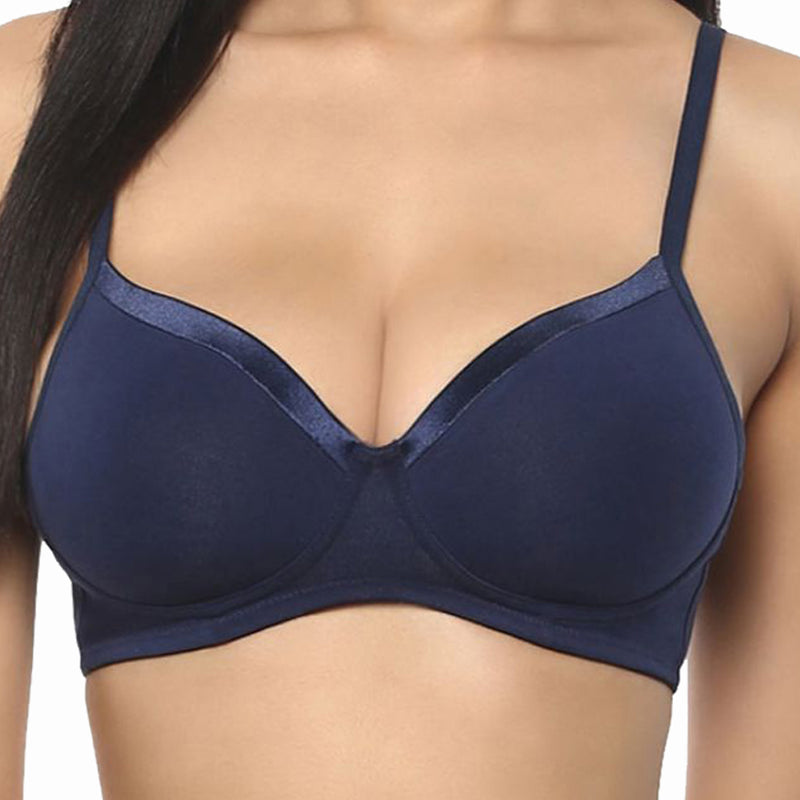 Buy LOVABLE Women Cotton Padded Non-Wired Seamless Full Coverage with  Different Color Strap Saree/T-Shirt Bra - (Navy Blue_Size-32B) - CONFI-50  at