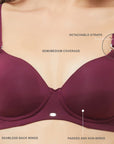 Semi/Medium Coverage Padded Non Wired T-shirt Bra with Detachable Straps-CB-125