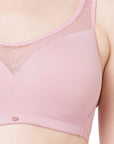 Full Coverage Padded Non Wired Bra With Lace Detailing- CB-132