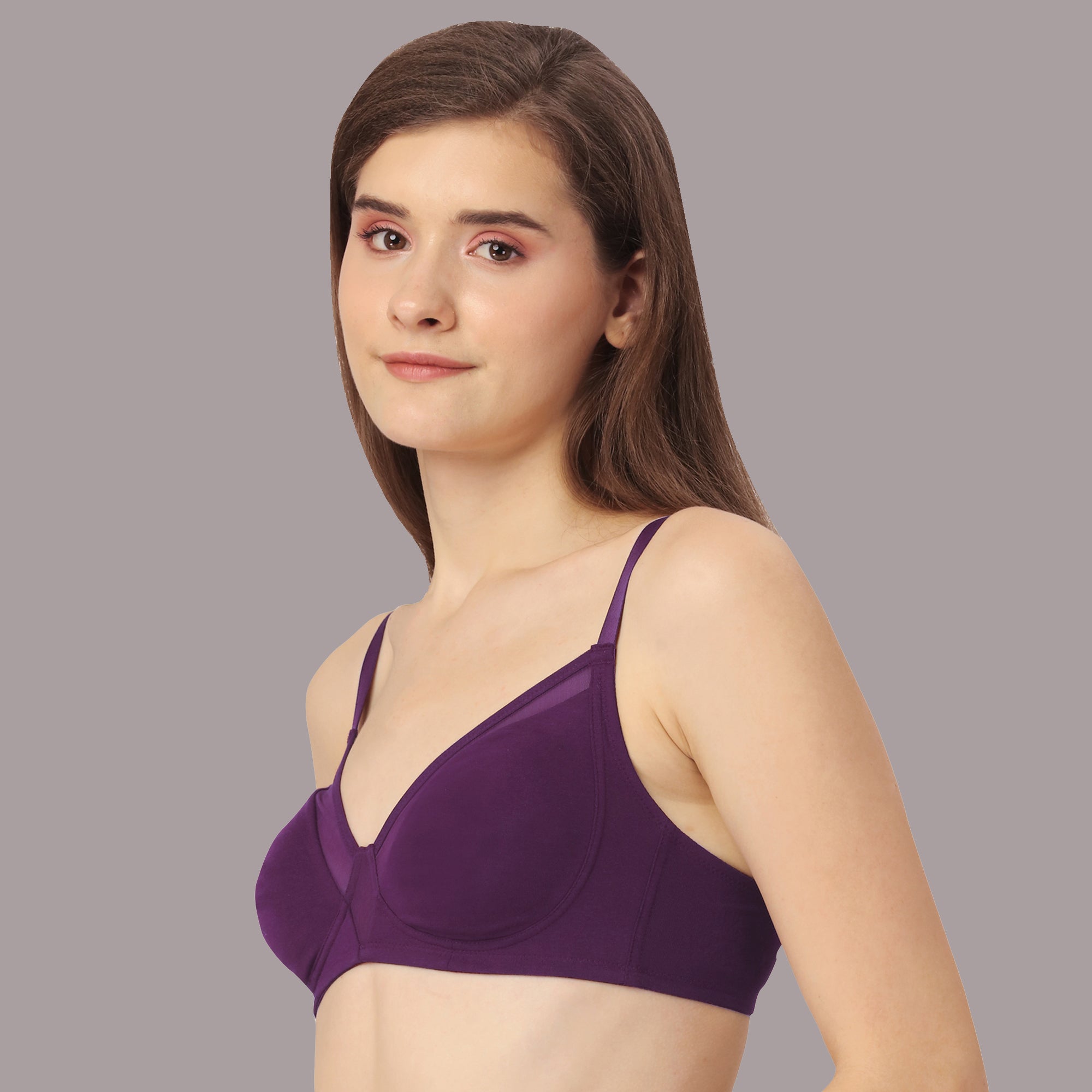 Non Padded Non Wired Medium Coverage Cotton Spandex Bra