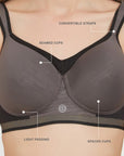 Full Coverage High Impact Padded Non Wired Sports Bra-CB-906