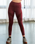 High Waist Ankle Length Sports Leggings with Mesh Panel and Quick Dry-AT-10