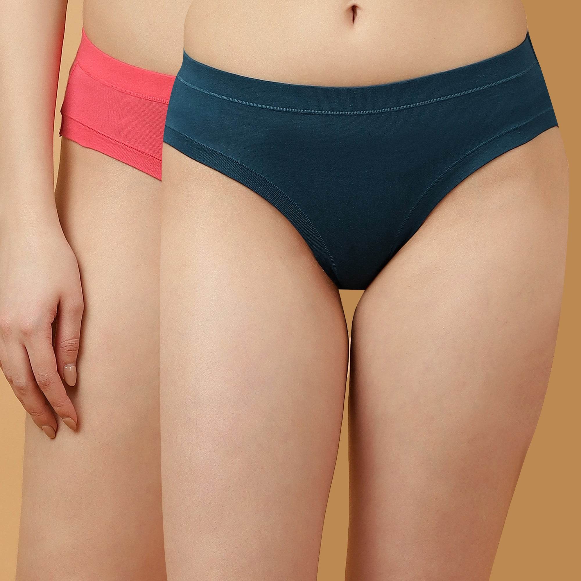 SOIE Woman - Mid Rise Stretch Cotton Seamless Full Coverage Shorty Panty (Pack of 2) - Panty -for Women