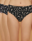 High Rise Full Coverage Printed Stretch Cotton Hipster Panty (Pack of 3)