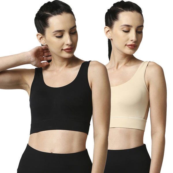 Buy online Solid Cotton Blend Sports Bra from lingerie for Women by Creez  for ₹700 at 56% off