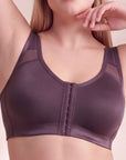 Front Closure Full Coverage Non Padded Non Wired Bra with High Waist Full Coverage Ultra Soft Mesh Panel Brief