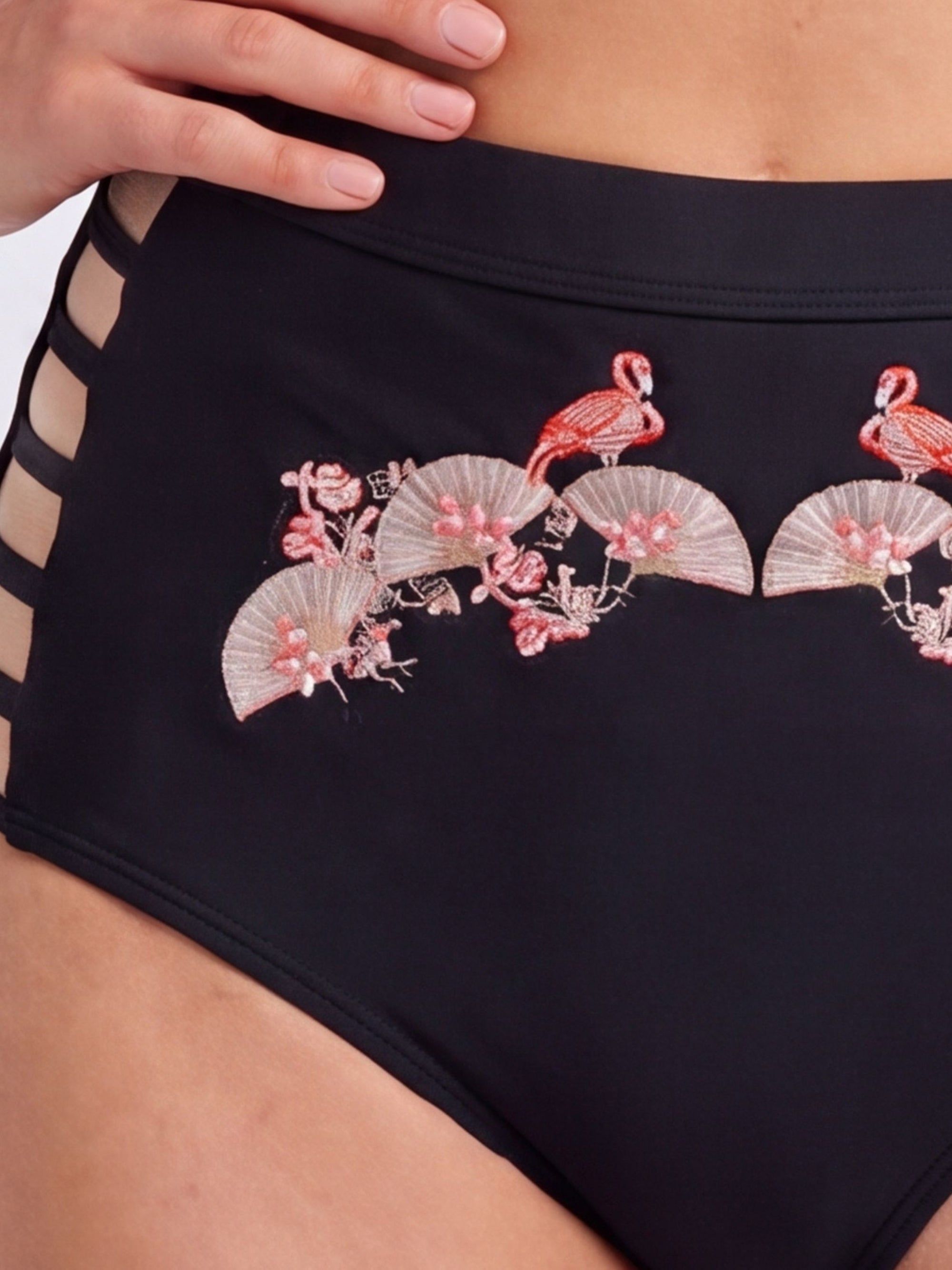 High-Neck Halter Padded Bikini Set with High Waist Brief