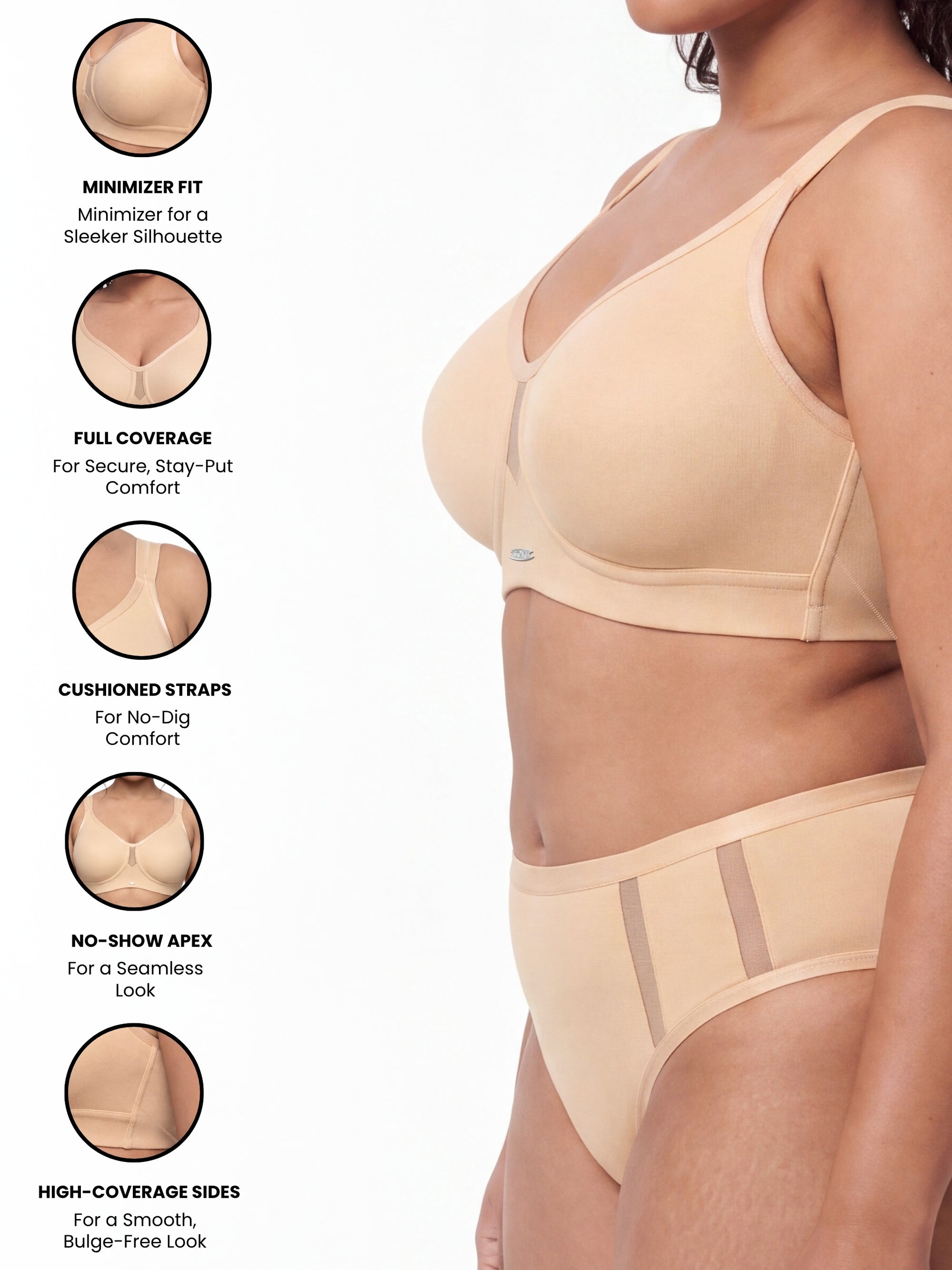 Full Coverage Minimizer Bra with No-Show Cups