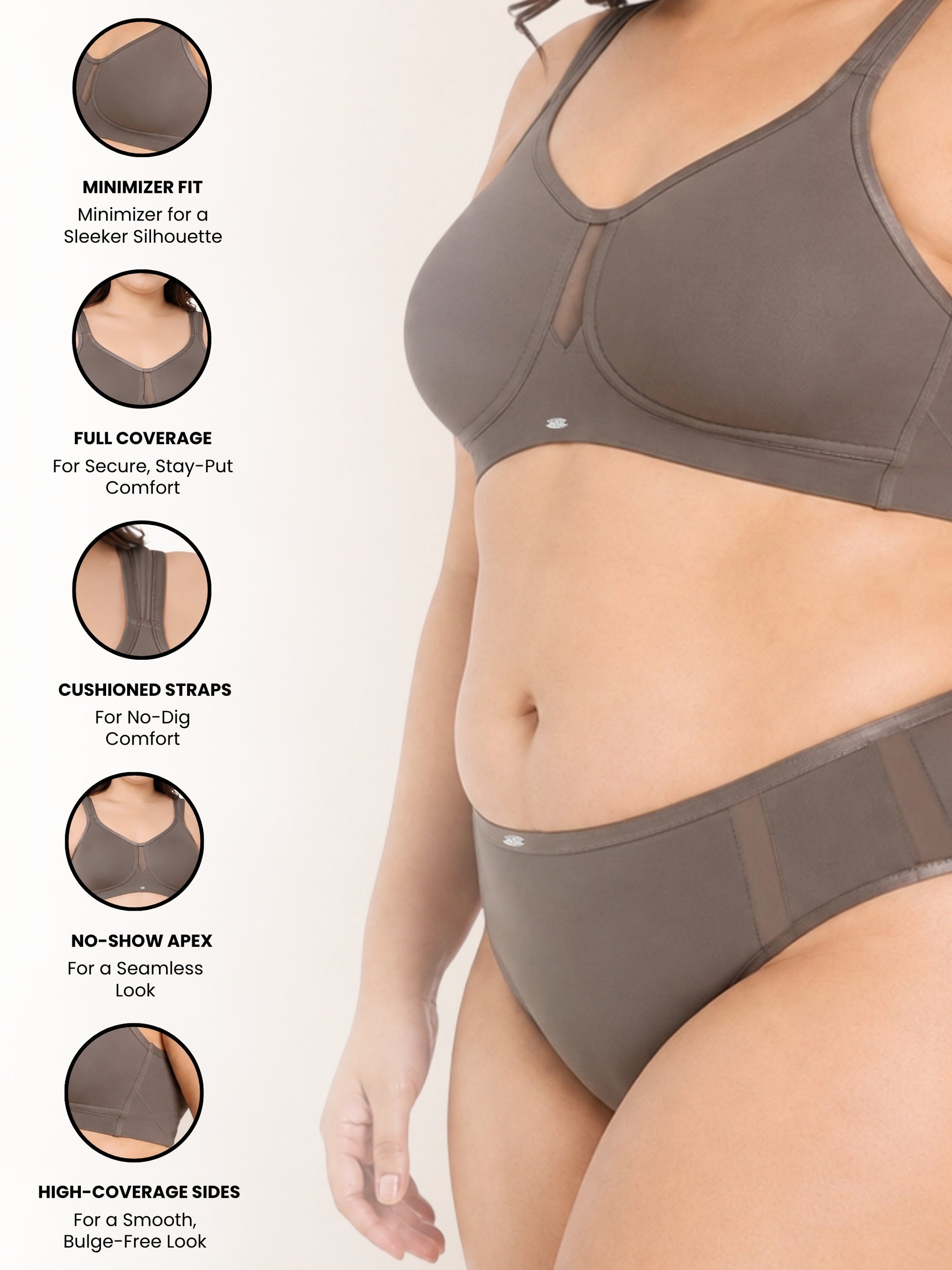 Full Coverage Minimizer Bra with No-Show Cups