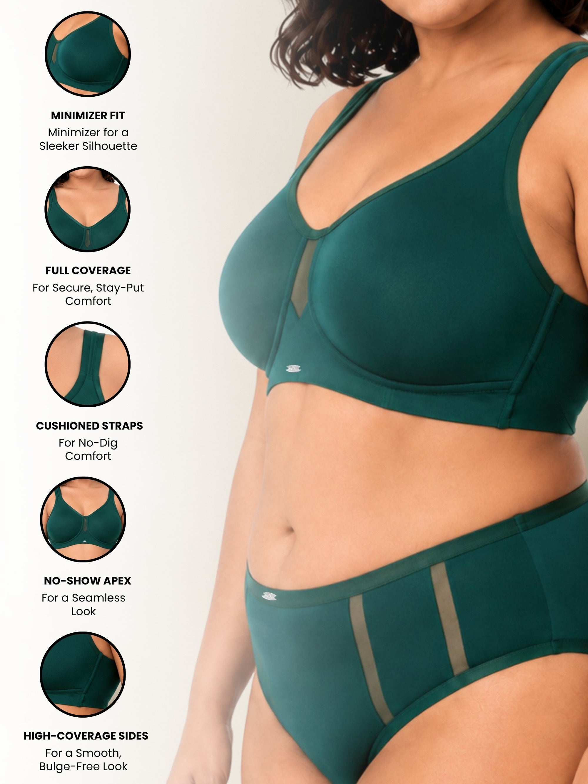 Full Coverage Minimizer Bra with No-Show Cups