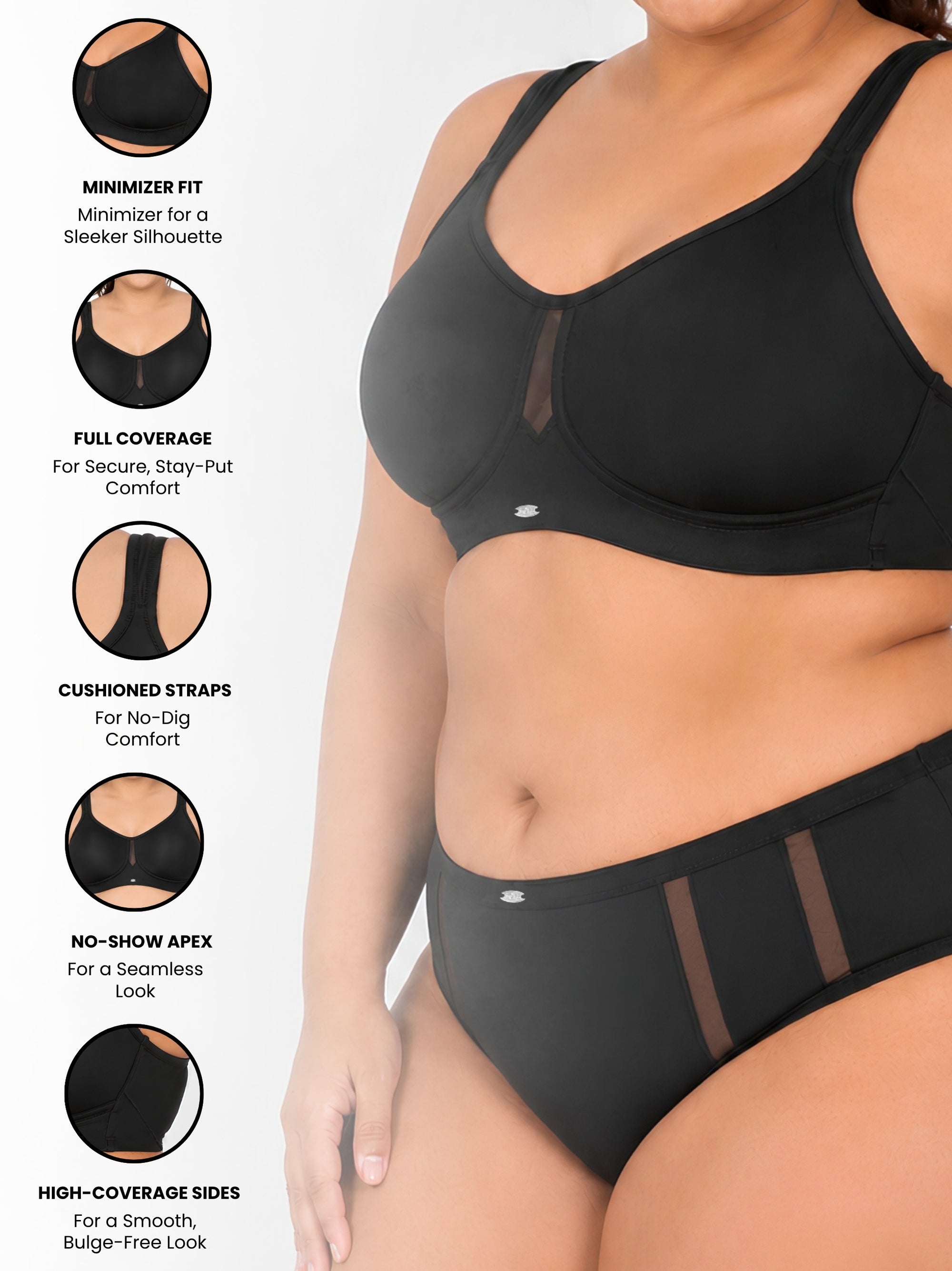 Full Coverage Minimizer Bra with No-Show Cups