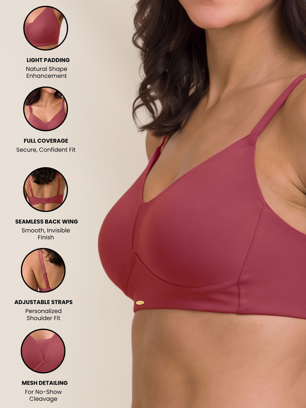 Lightly Padded Full Coverage Bra with Breezy Mesh Detail