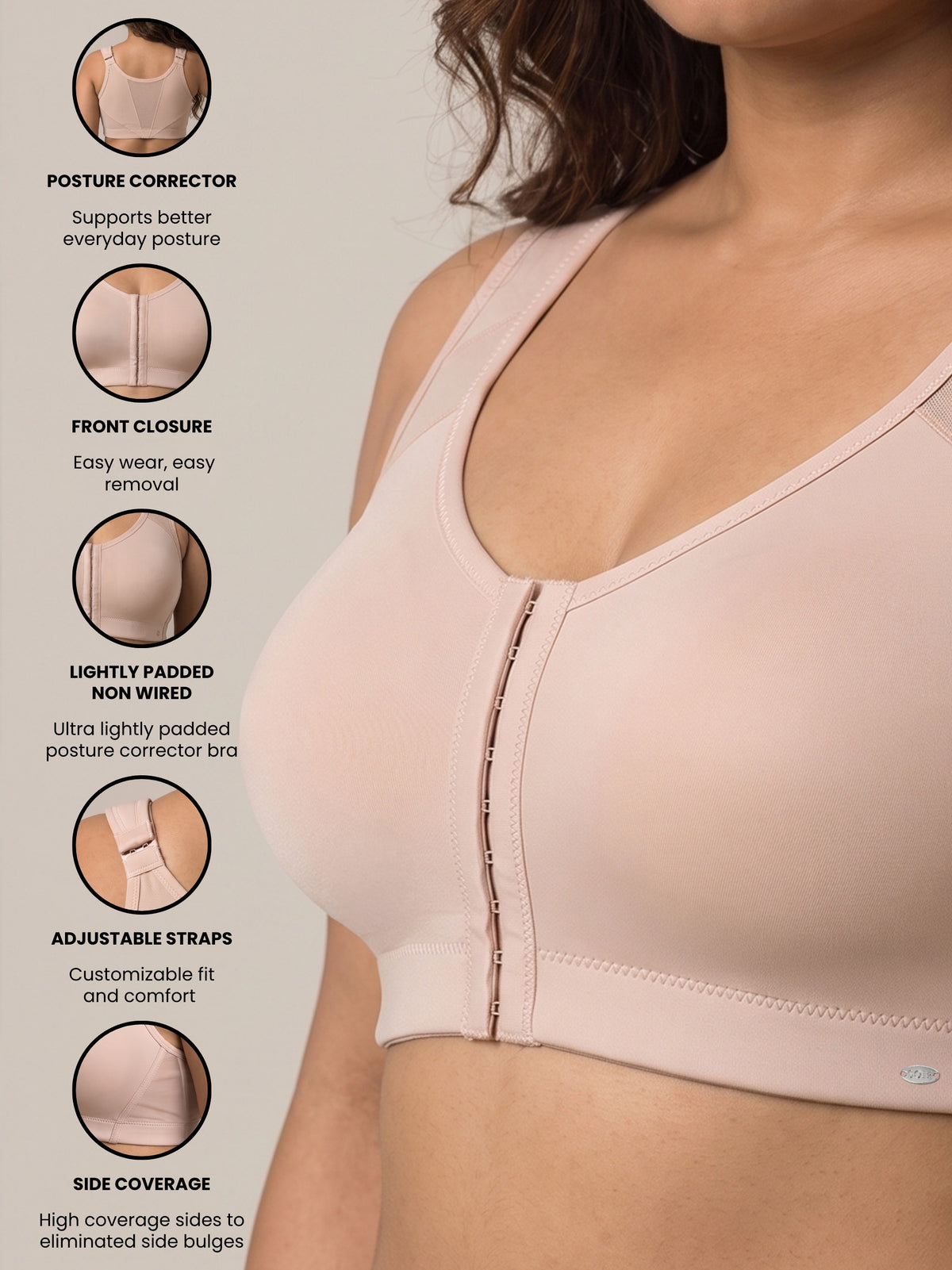 The No More Slouch Bra — Lightly Padded Posture Corrector with Power Mesh Support