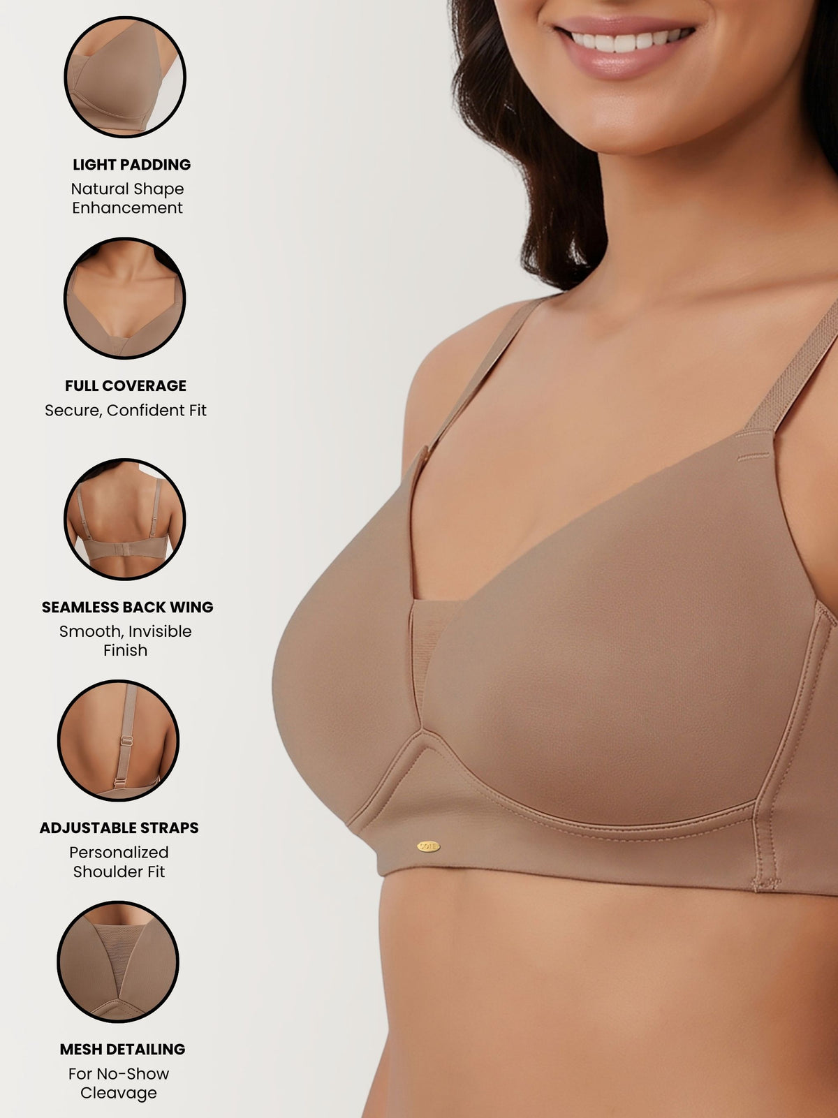 Lightly Padded Full Coverage Bra with Breezy Mesh Detail