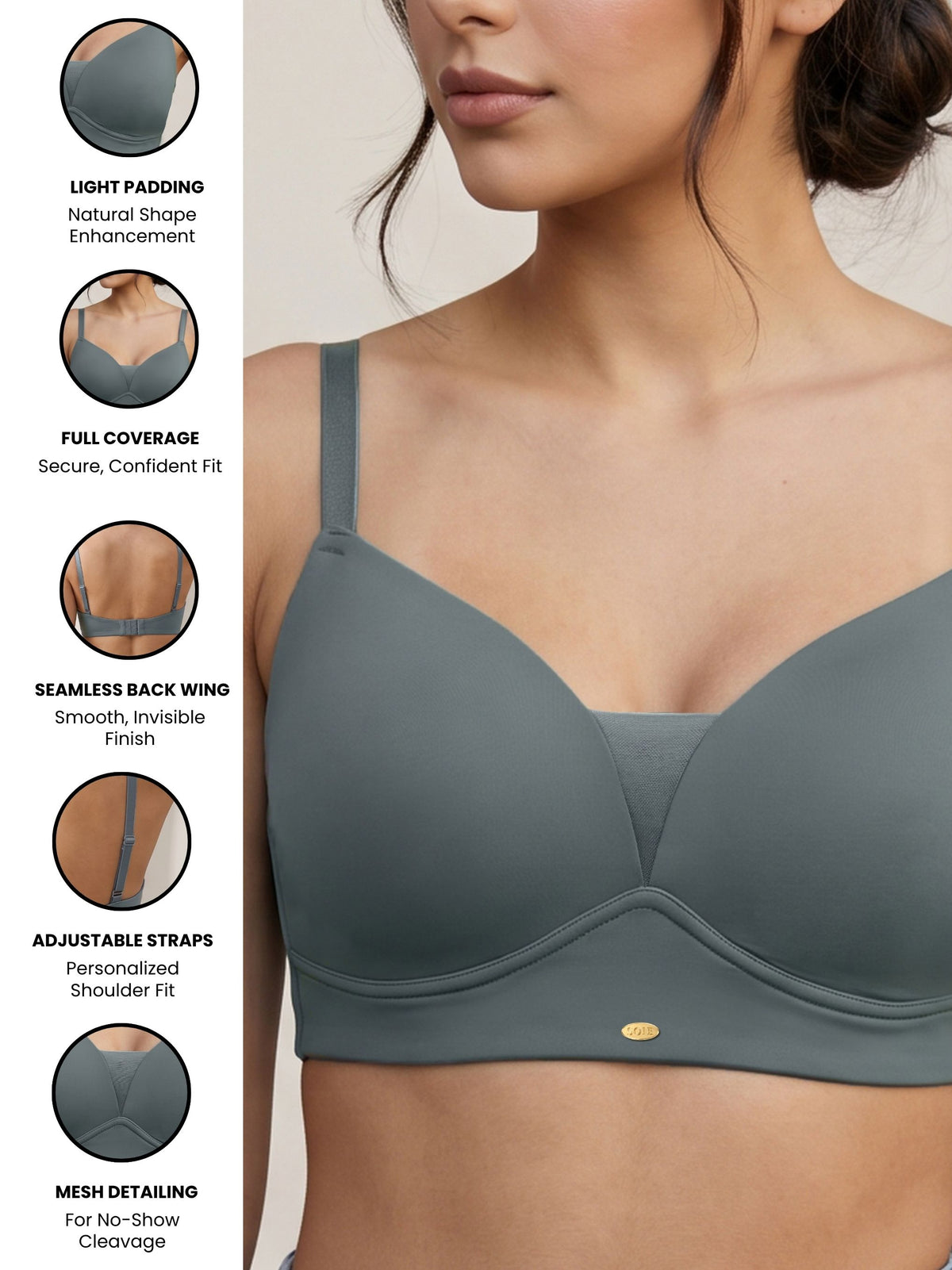 Lightly Padded Full Coverage Bra with Breezy Mesh Detail