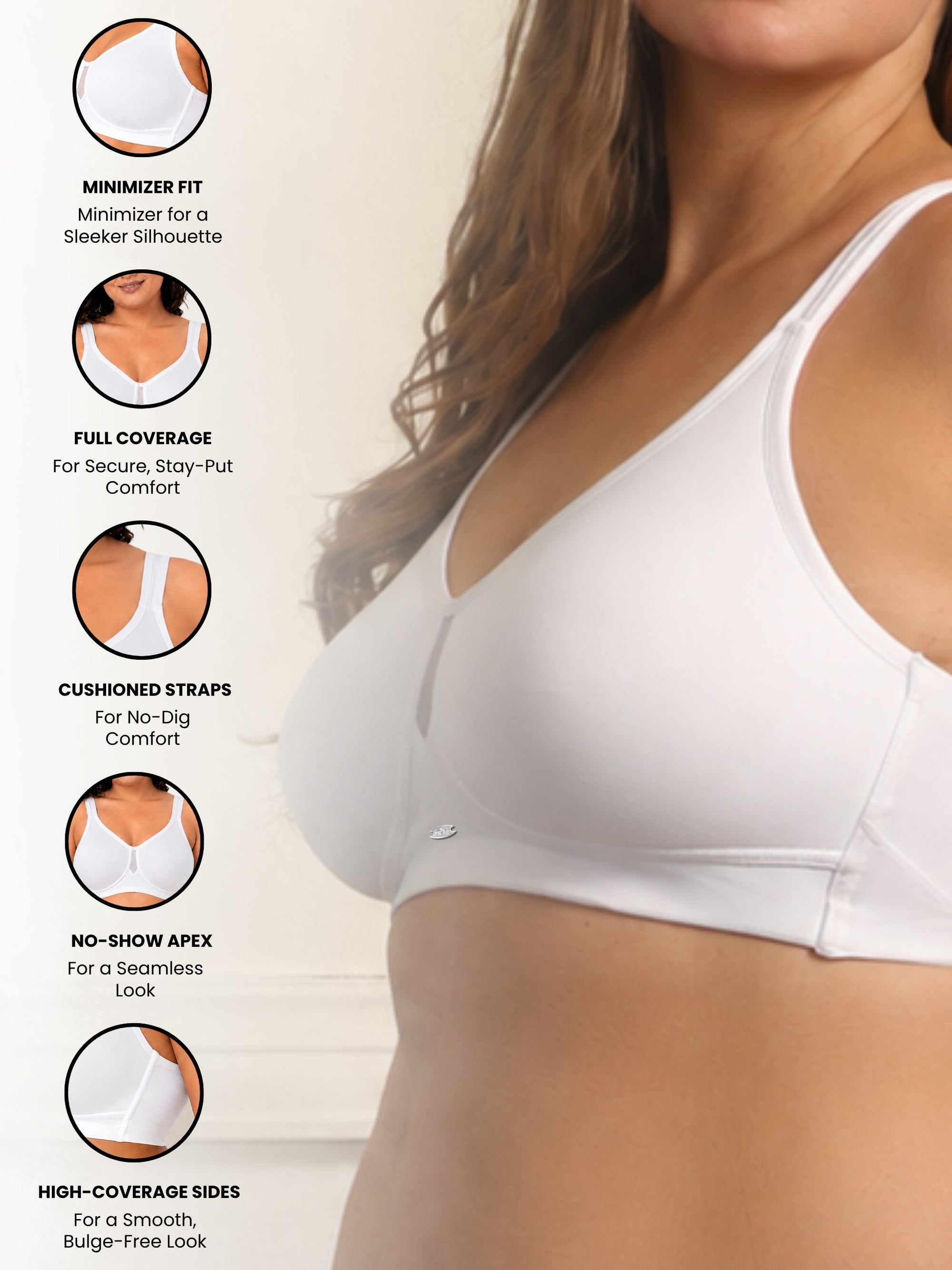 Full Coverage Minimizer Bra with No-Show Cups