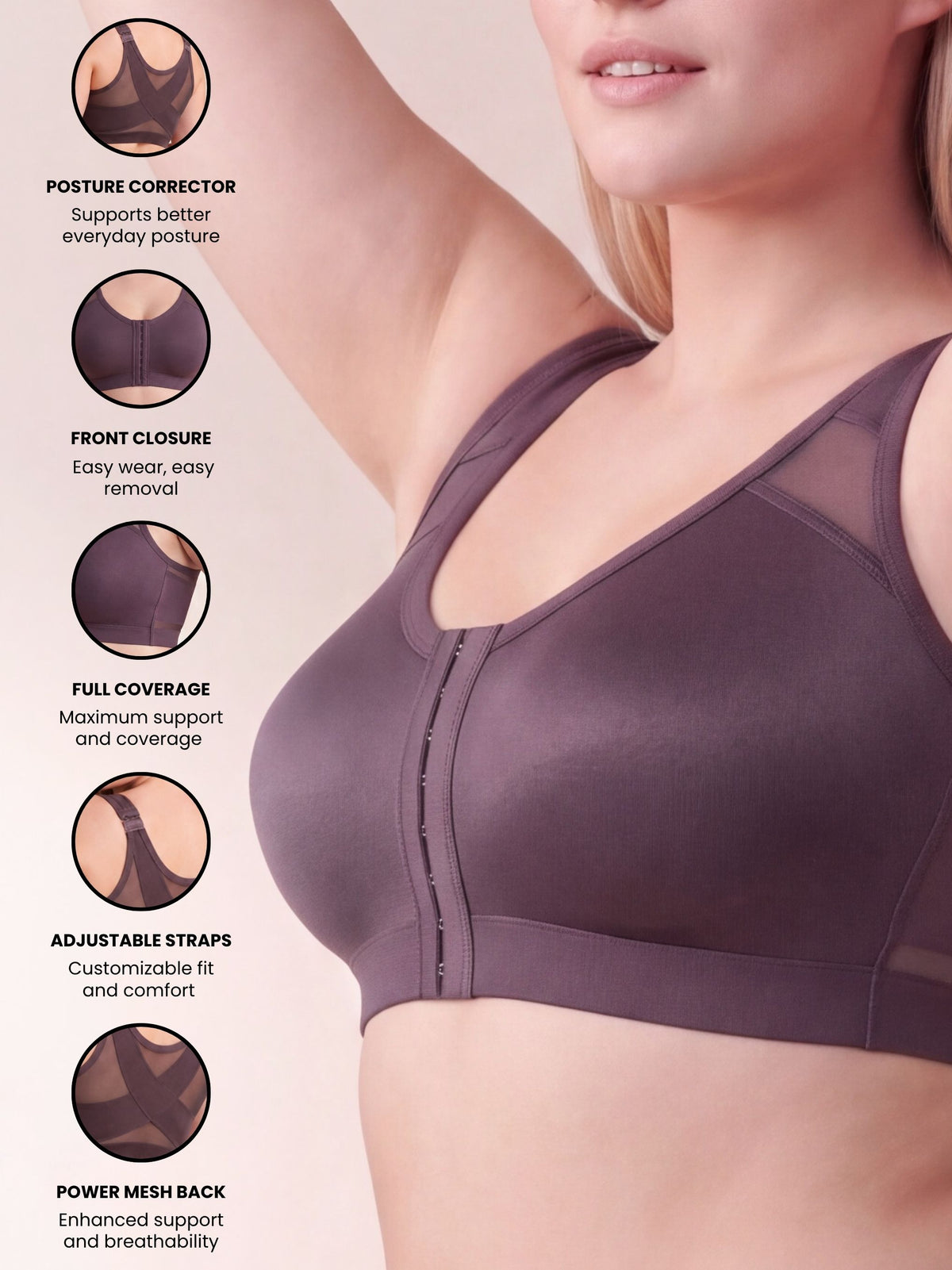 Front Closure Full Coverage Non Padded Non Wired Bra
