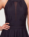 Mesh Detail Removable Pad Swim Dress with Shorts
