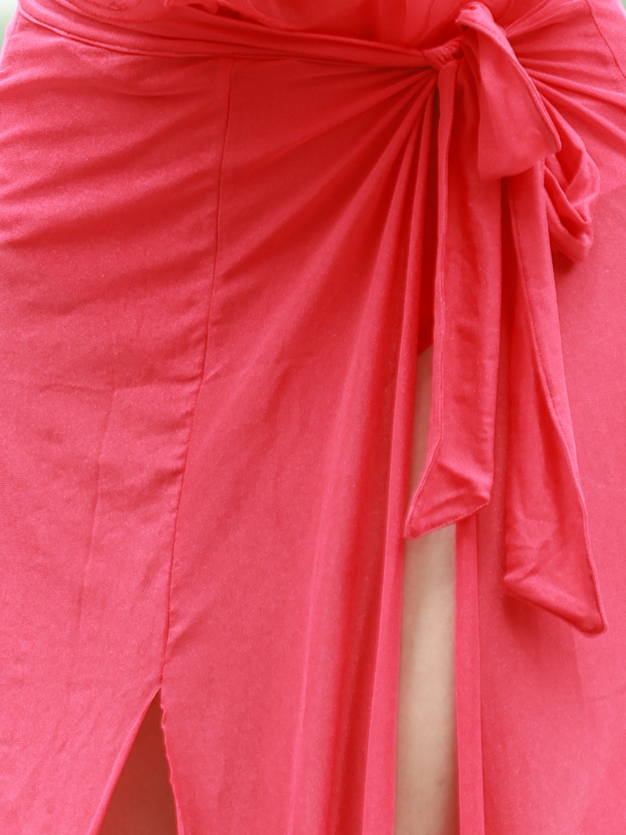 Full-Length Shimmer Mesh Panelled Wrap Skirt