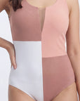 Three-Tone Mesh Front Padded Sleeveless Monokini